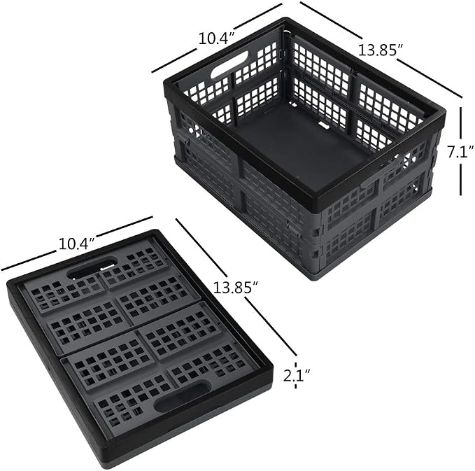 4-Pack 15 L Plastic Collapsible Storage Crates, Stackable Storage Folding Crates