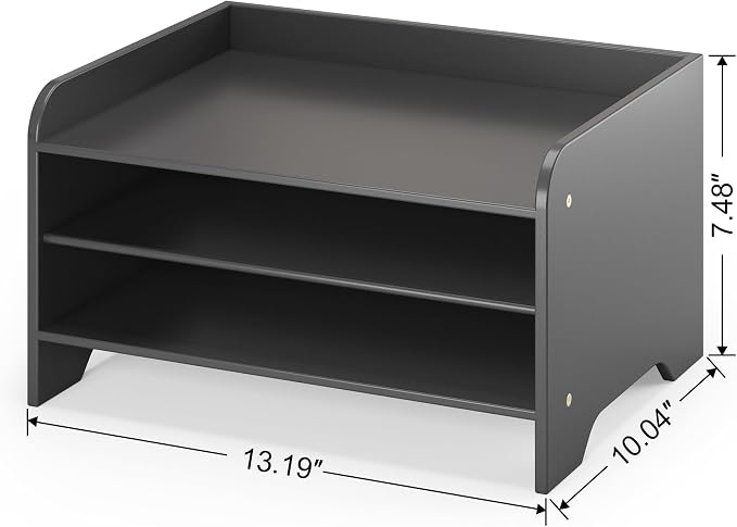 Desk File Organizer 4-Tier Desktop Paper Mail Organizer Document Holder for Home Office Supplies, Office Desk Accessories & Workspace (Black)