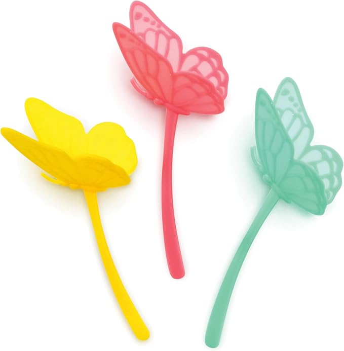 Genuine Fred FLUTTERMARKS Butterfly Bookmarks – Set of 3 Soft Silicone Page Markers – Vibrant and Flexible Bookmarks for Readers and Book Lovers