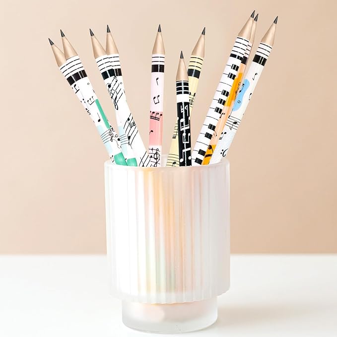 Fancy Land 50 PCS Music Pencils Music Note Wooden Pencil with Eraser Classroom School Teacher Award for Kids