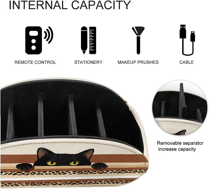Creative Cat Stripe Print TV Remote Control Organizer, Office Desk Organizer,Storage for Controllers/Media Players/Glasses/Cosmetic Brushs/Pens,Nightstand/Couch/Home Accessory