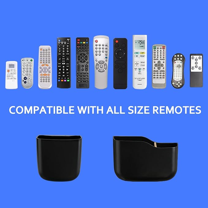 SUNFICON Wall Mount Remote Holder TV FAN Remote Control Holder Bedside Caddy Wall Organizer Phone Holder for Office Adhesive Media Player Controller Holder Box Tray Home Desk Nightstand Black 3PACK