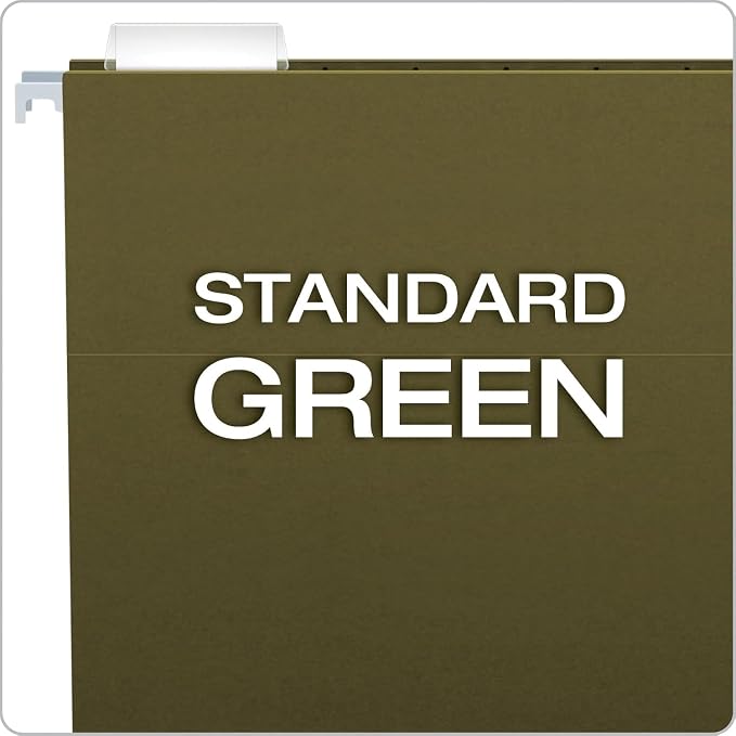 Pendaflex Recycled Hanging File Folders, Value Filing Bulk 250 Pack, Green, Letter Size (8.5" x 11"), 5 Tab Positions, Includes Tabs and Inserts (64077)