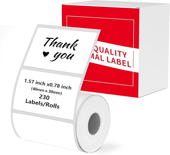 M110 Thermal Label Compatible for M110/ M100/ N20/ M220/ M120/M421/241BT/243BT, 1.57'' x 1.18'' (40 x 30 mm), Labels for Barcode/Name/Logo/Home, 230 Labels/Roll, Black on White