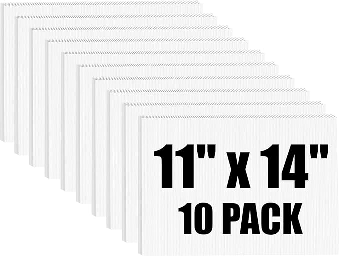 Corrugated Plastic Poster Board 11" x 14", 10 Pack White Corrugated Plastic Board, 3/16 Inches Thick Poster Sheets for School Projects, Craft, Art, Waterproof Blank Yard Signs for Outdoor