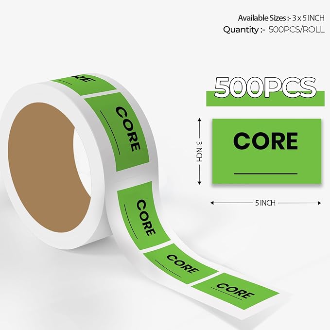 StickerJet Core – Warehouse Receiving Labels – 3"x5" Rectangle Labels – 500 Qty/Roll – Paper, Easy Peel and Stick, Strong Adhesive, No Residue, Made in USA