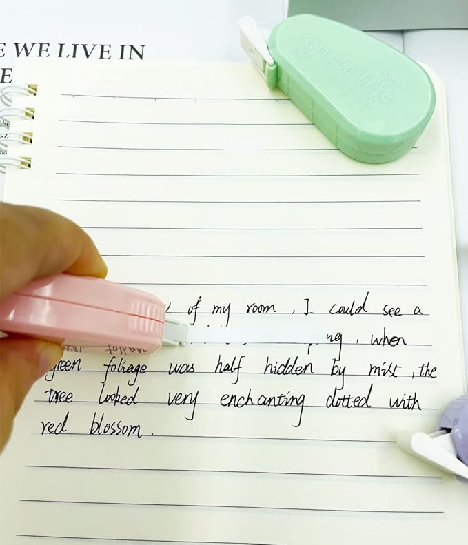 LOPURO White Out Correction Tape, 6Pcs Cute White Out Tape Pastel Color Correction Tape Eraser Easy to Use Applicator Instant Corrections for School Office Home Supplies (Simple)