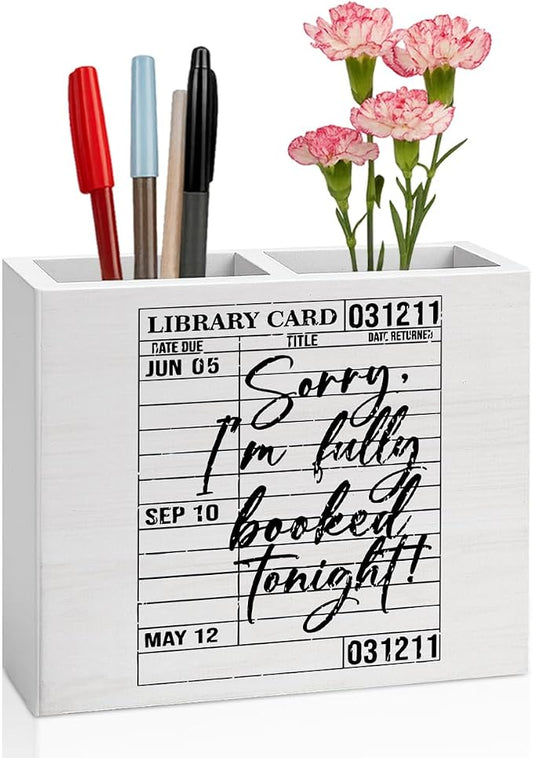 Book Gifts for Book Lovers Reader Writer Librarian Dragon book Wooden Pencil Holder desk decor for Library Office Bedroom Christmas Birthday Holder2825
