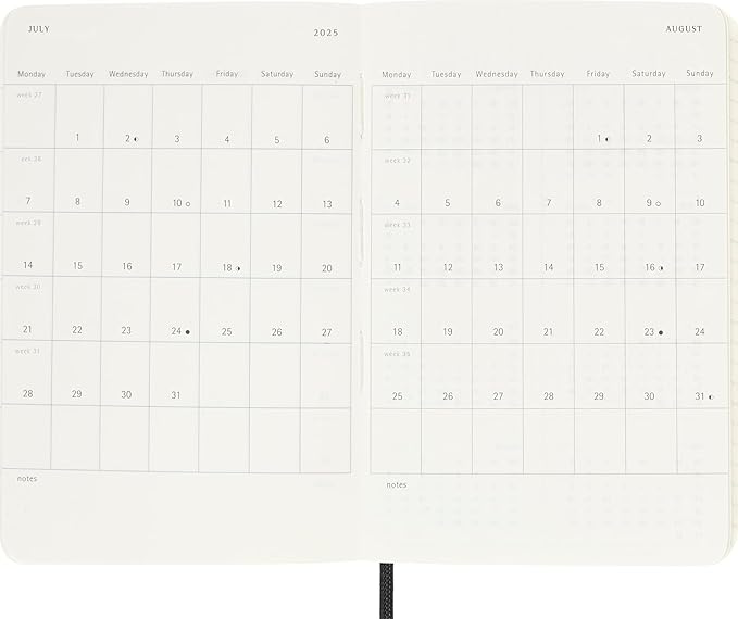 Moleskine Classic 12 Month 2025 Weekly Planner, Soft Cover, Pocket (3.5" x 5.5"), Black, 144 pages