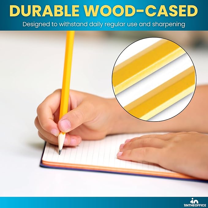 1InTheOffice Pre Sharpened Pencils #2, Pencils with Eraser, 2 HB, Wood-Cased, Black Lead, Yellow Barrel, 288 Pack