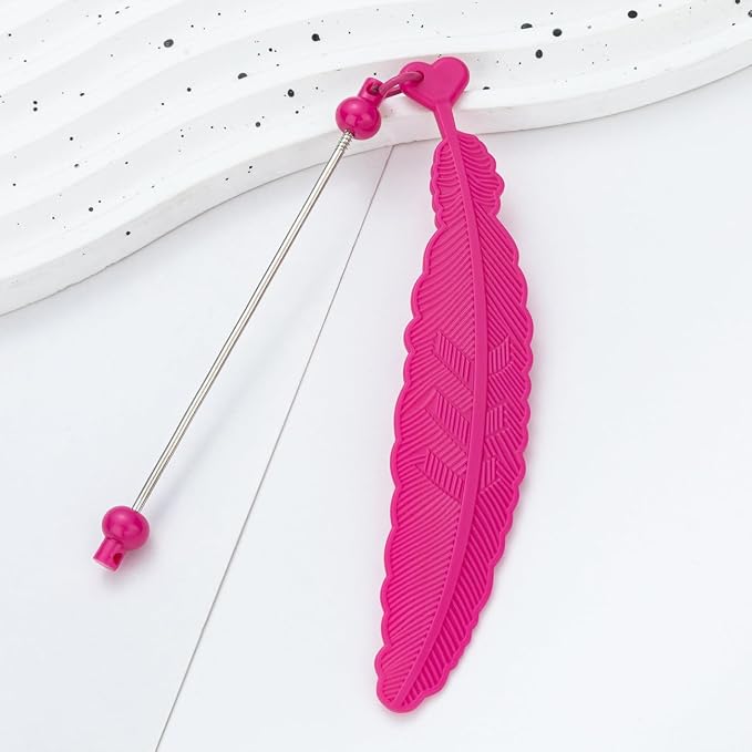15 Packs Beadable Bookmarks with Bar Bulk Feather DIY Blank Bookmark for Beads Jewelry Pendants Charms Beading Book Make Marks Craft Colorful (14 Colors, 15 Packs)