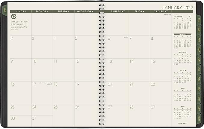 at-A-Glance 2022 Weekly & Monthly Appointment Book & Planner by at-A-Glance, 8-1/4" x 11", Large, Recycled, Black (70950G05)