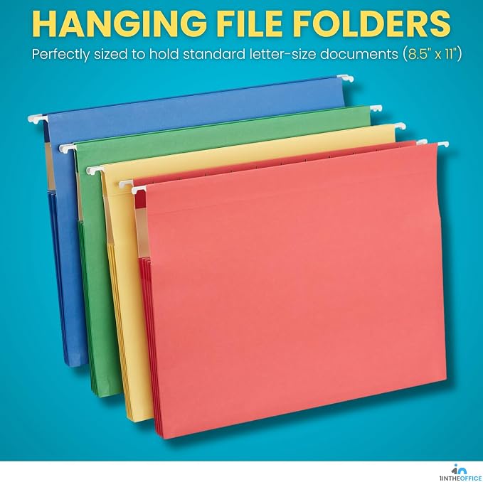 1InTheOffice Expanding Hanging File Folders 3.5" Expansion, Letter Size, Assorted, 4 Pack