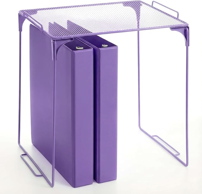 Colarr Purple Locker Organizer Shelf Locker Accessories for Girls Stackable Storage Organization Shelf Area Saver Fits Standard Size for School Office Kitchen and Home