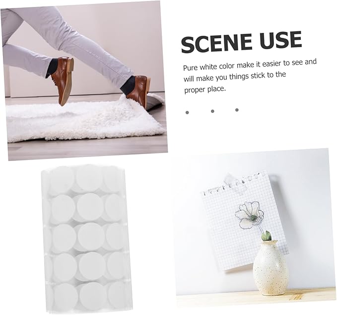 STOBOK 400pairs Diameter Self-Adhesive Round Hook and Dots White Tapes for Home Office and Projects