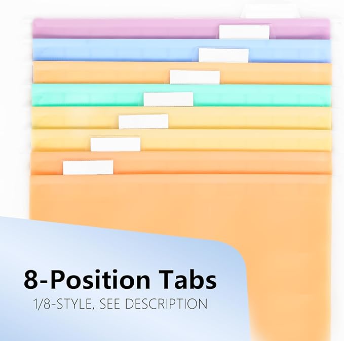 Plastic Hanging File Folders, 36 Pack Pastel Hanging Folders，Letter Size with 1/5-Cut Tabs, Strong for Bulk Files, Documents and Paper, Office & Home Filing