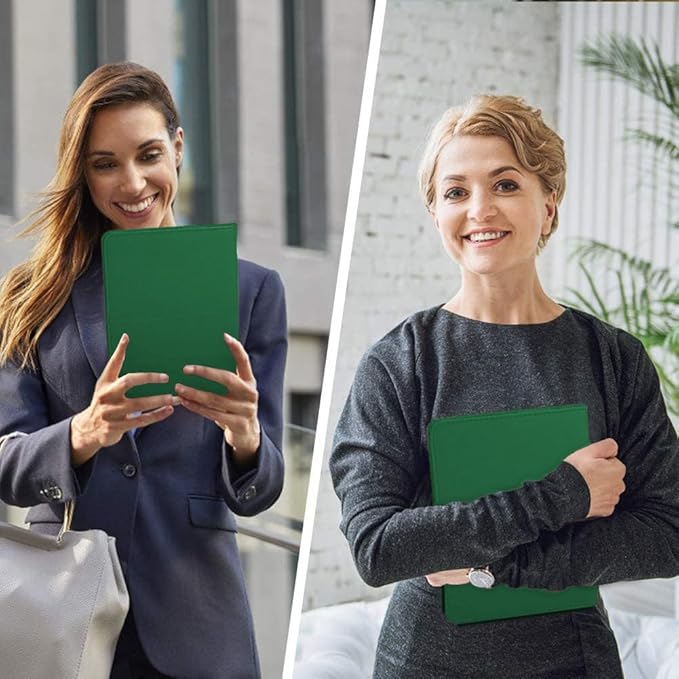 Junior Padfolio Portfolio with 5 x 8 Writing Pad, A5 Business Portfolio Binder Folder Organizer Multi-Function Combination Case for Men Women, Dark Green