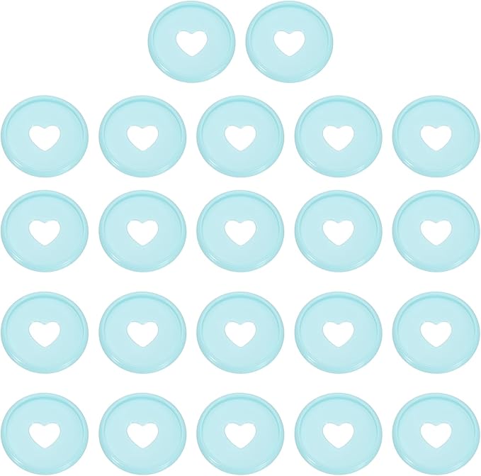 PATIKIL 35mm 1" Light Blue Plastic Round Heart Shape Book Binding Discs, 22 Pcs Discbound Expansion Discs Plating Binder Rings for DIY Notebook Planner
