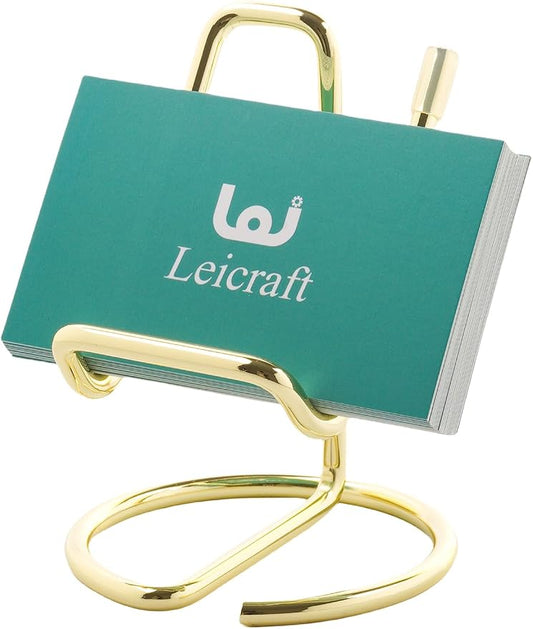 Business Card Holder for Desk, Cute Metal Card Organizers and Office Desk Accessories for Men and Women (Vertical Golden)