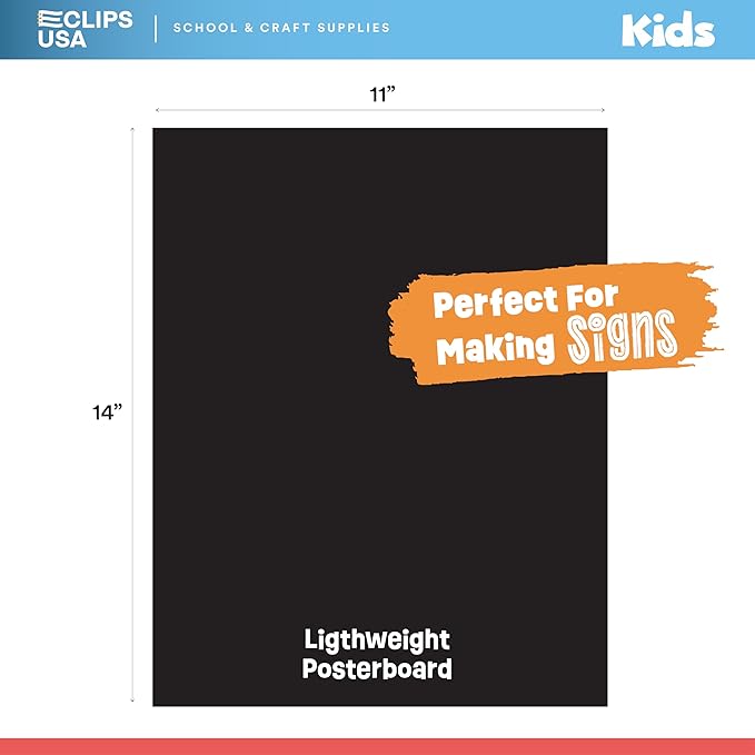 Poster Board Black Poster Paper 11x14 Black Poster Board Bulk Posteboard School Supplies (100 Pack)