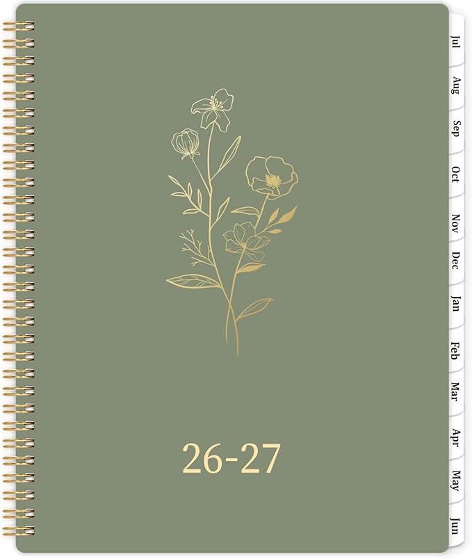 Planner 2026-2027 - 2026-2027 Academic Planner Weekly and Monthly with Tabs, 9’’ × 11’’, JULY 2026 - JUNE 2027, Hardcover, 12 Monthly Tabs, Premium Paper, Twin-wire Binding, Inner Pocket