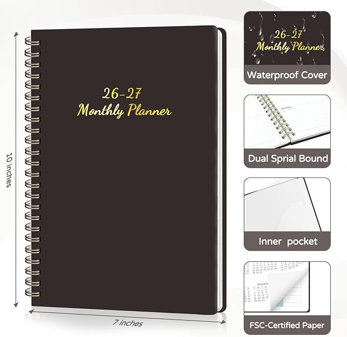 Monthly Planner 2026-2027, 2 Year Calendar 2026-2027 (Jan 2026 - Dec 2027), 7" x 10", 26-27 Monthly Calendar Planner, 24-Month Planning Book for Home School Office Supplies