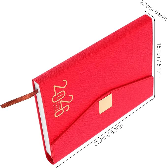 Ciieeo 2026 Daily Planner Notebook One-year Agenda Notepad for Work and Home Use Red Hardcover Calendar Organizer Office Supply Scheduling Journal