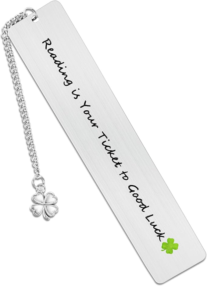 Teacher Appreciation Gifts, Cute Flower Metal Bookmarks for Book Lovers Students Friends Women Anniversary Christmas Birthday Graduation Valentine's Day (Reading is Your Ticket to Good Luck)