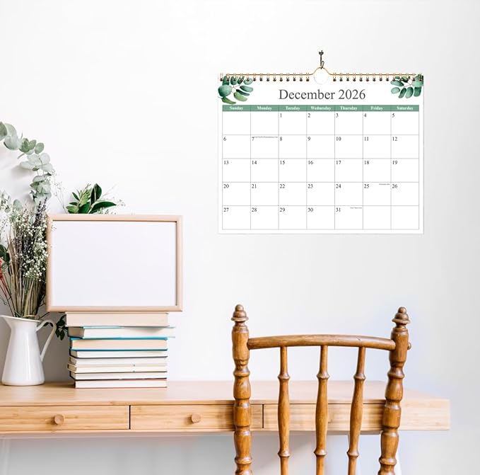 Calendar 2026 - Wall Calendar 2026-2027 from January 2026 to June 2027, 2026 Wall Hanging Calendar Planner with Thick Paper, 12" x 14.5", Leaf