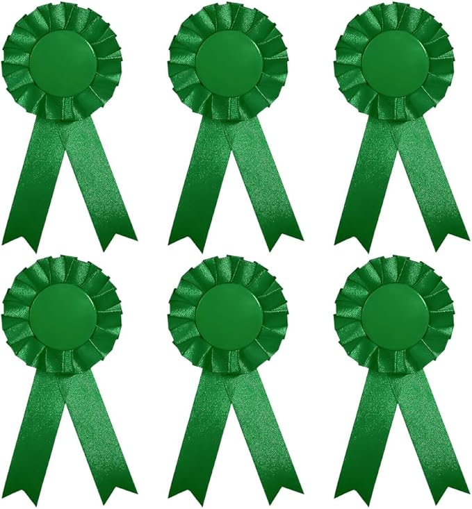 6 Pcs Award Rosette Ribbons Blank Prize Ribbons Medal Winner Ribbons Participation Victory Ribbons Recognition Competition Ribbons Green