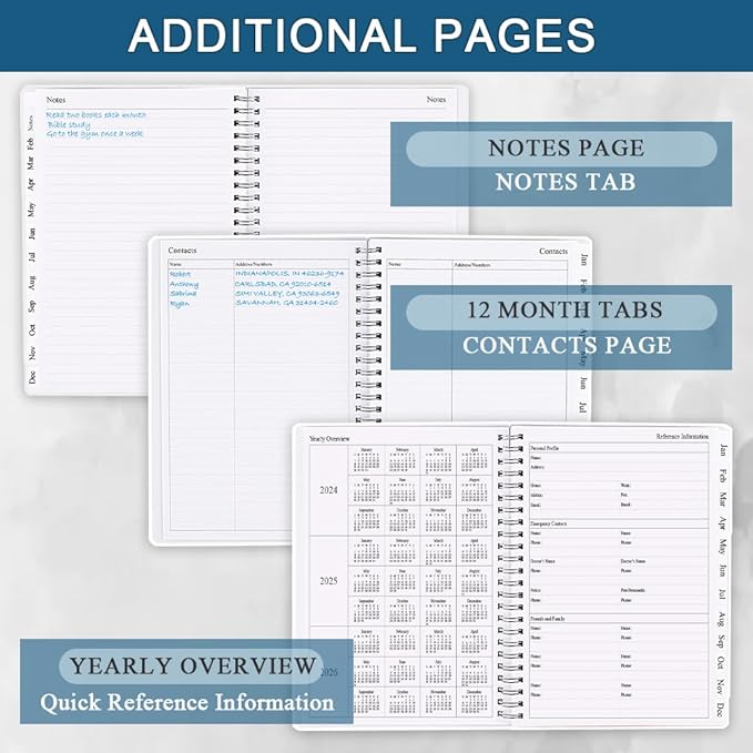 2026 Planner - Planner 2026 from January 2026 - December 2026, Monthly and Weekly Calender with 12 Tabs, 8.5" x 11", Blue Watercolor
