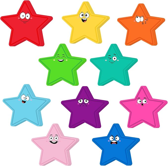 Eaasty 200 Pcs Star Cutouts Paper Star Bulletin Board Cut Out for Classroom Decoration Assorted Color Star Shape Die Cut Accents for Kids Teacher DIY Craft Project Spring Summer Theme School Party