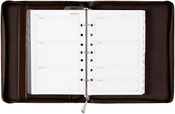"AT-A-GLANCE Day Runner Windsor QuickView Slim Profile Starter Set, Undated, 3 Rings, Size 4, 5-1/2 x 8-1/2"", Black or Brown, Color Will Vary (101-0286) "