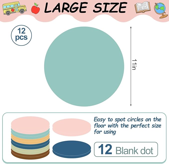 JarThenaAMCS 12PCS 11'' Boho Large Dry Erase Dots Circles Spots Decals Colorful Waterproof Removable Marker Stickers for School Classroom Wall Whiteboard Teachers Teaching Students Supplies