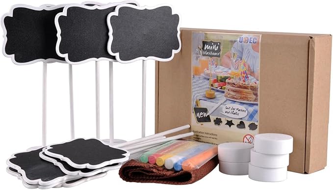 Food Labels for Party Buffet, Wood Mini Chalkboards Signs for Food with Stand, Food Signs for Party Buffet, for Message Board Signs, Place Cards for Weddings, Table Numbers, by UCEC