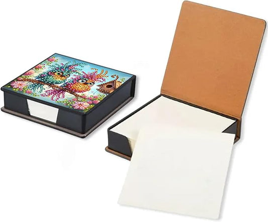 Bird Diamond Painting Note Box Memo Pad Holder, Diamond Art Sticky Notes Organizer for Desk, Aesthetic Stationery Storage Case for Office,School Supplies (Bird)