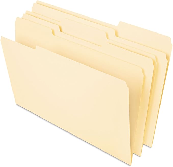 Universal Deluxe Heavyweight File Folders, 1/3-Cut Tabs: Assorted, Legal Size, 0.75" Expansion, Manila, 50/Pack