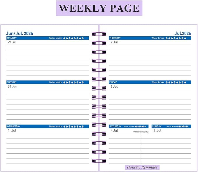 Planner 2026-2027, Weekly and Monthly Planner 2026-2027 Academic Year (July 2026-June 2027), 18 Months Calander Planner, Daily Agenda Book for School Student, Teachers, Office Supplies, Home, 8.2"×5.5" (JUL.2026-DEC.2027 Light Purple)