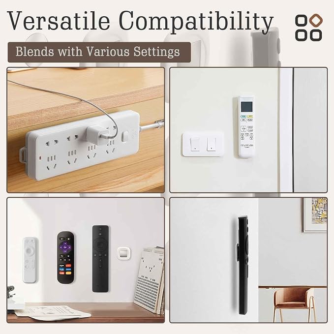 WALLFID 6-Pack Magnetic Remote Control Holder - Ultra-Slim, Wall Mount Organizer for Home, Office, and School, No Drilling Required, Versatile Storage Solution.(White)