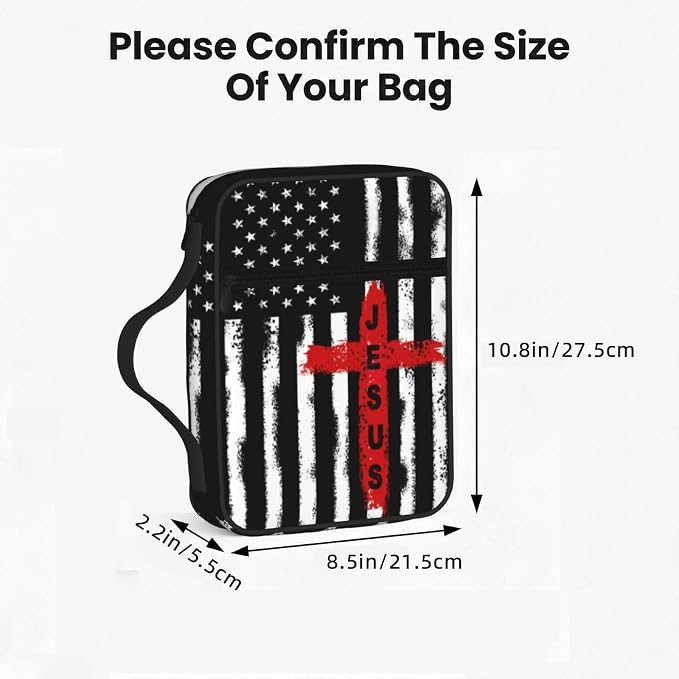 American Flag Jesus Cross Religious Bible Cover Case Carrying Book Protector Case Bible Study Supplies Accessories Holder Case Christian Gift for Women Men