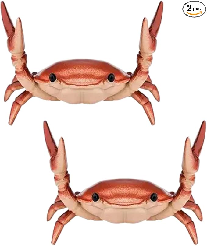 2Pcs Creative Crab Pen Holder Weightlifting Crabs Pen Stand Storage Rack, Office Desktop Decoration, Pencil Holders Desk Supplies Holders and Dispensers, Workspace Organizers (Red)