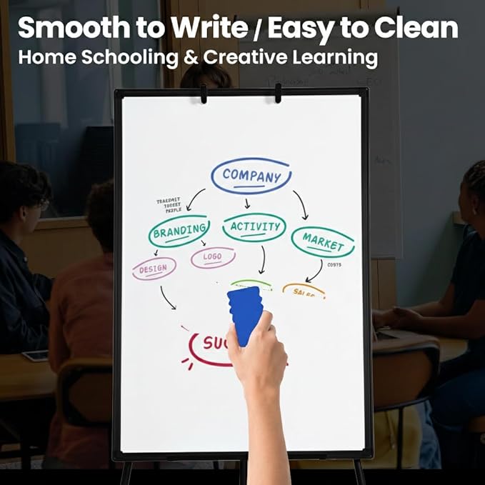 FORTUNO 36x24 Tripod Whiteboard, Magnetic Dry Erase Board with Stand,Height Adjustable Portable Sturdy White Board for Homeschool Office Classroom, Black
