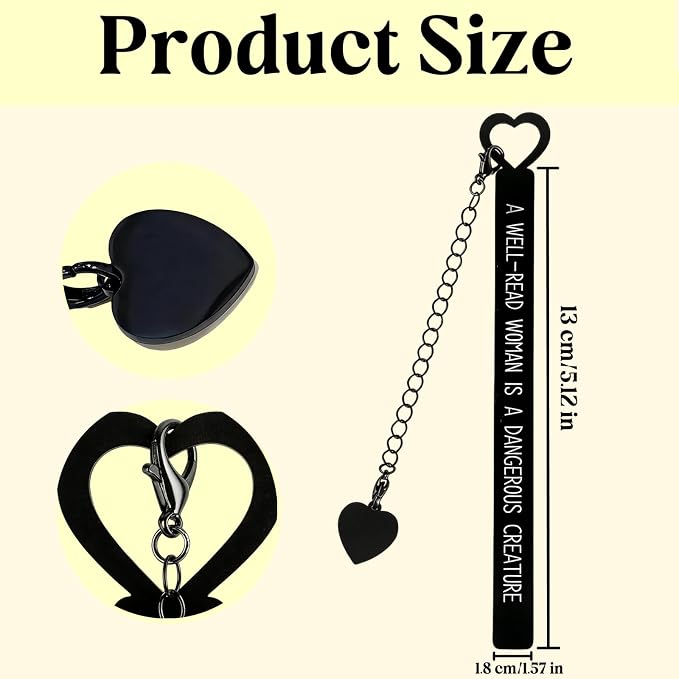 Funny Bookmarks for Book Lovers, Cute Black Stainless Steel Metal Bookmarks for Women, Readers,Writers,Dark Romance Reading Gift for Her, Best Friend, Teacher, Men, Student, Bookworm