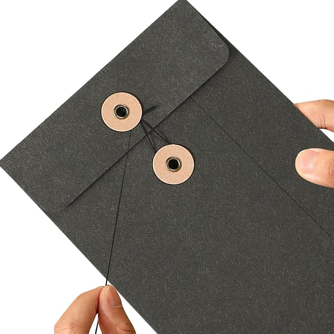 10 Pcs Vintage Kraft Paper File Folder Thickened A5 Filing Envelope Project Photo Pockets Reusable Document Wallet Bag with String Tie Closure for Office Home