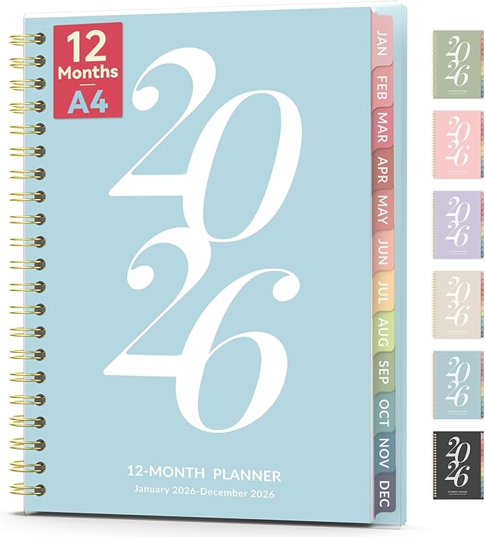 Forvencer 2026 Planner Weekly and Monthly, Jan - Dec 2026, 8.5” x 11”, Large Agenda Planner for Women, Aesthetic Calendar Planner with Spiral Bound, Month Tab, Flexible Cover for School Office, Blue