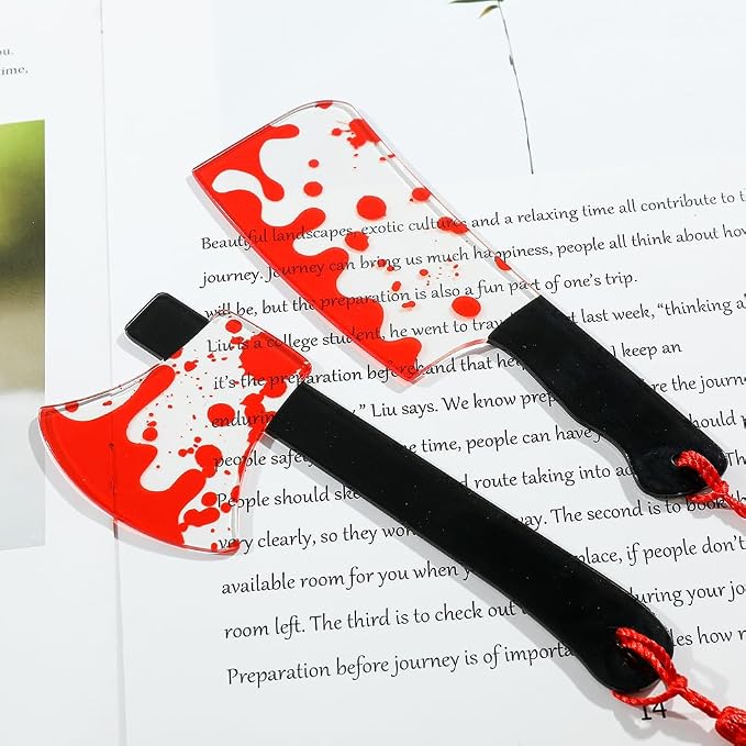 Horror Movie Knife Acrylic Bookmark, Gothic Character Dagger with Tassel,Book Lover Book Mark Halloween & Christmas Gift(4PC Knife)