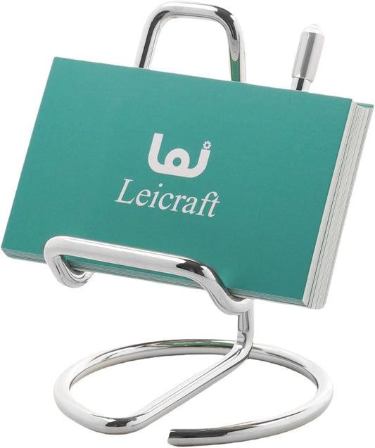 Business Card Holder for Desk, Cute Metal Card Organizers and Office Desk Accessories for Men and Women (Vertical Silver)