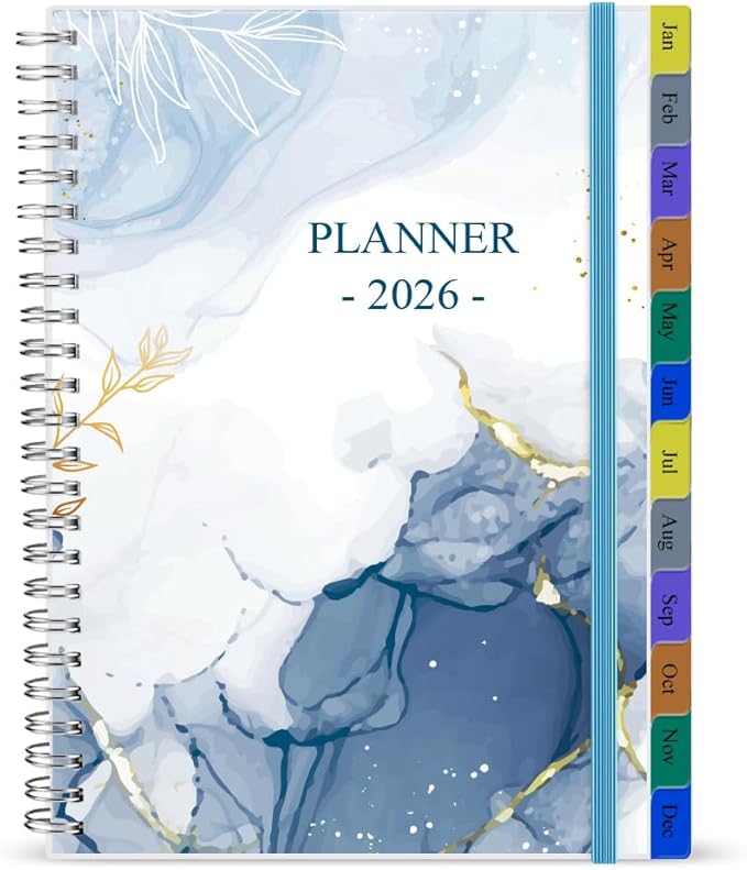 2026 Planner - 2026 Weekly & Monthly Planner from January 2026 to December 2026, Easy to Organize Your Daily Life, Medium 6.5" x 8.5", Blue Watercolor