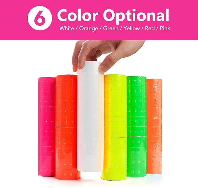 30 Rolls 15000 Price Gun Labels for Mx-5500 White Price Marker Stickers, Super Sticky Label Paper Tag Labels (Rose Red)