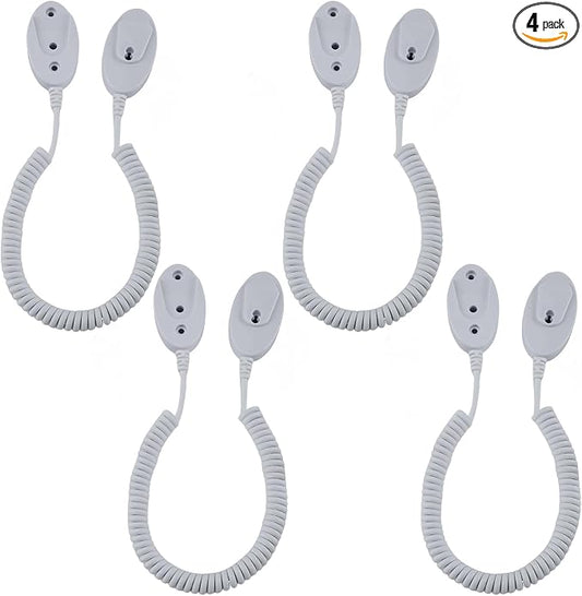 Magnetic Remote Leash Control Holder with Security Cable, Retractable Tidy Anti-lost Rope Organizer Easy Installation Stable Suitable for Projector TV Fan and Air Conditioner Remotes (4Pcs White, L)
